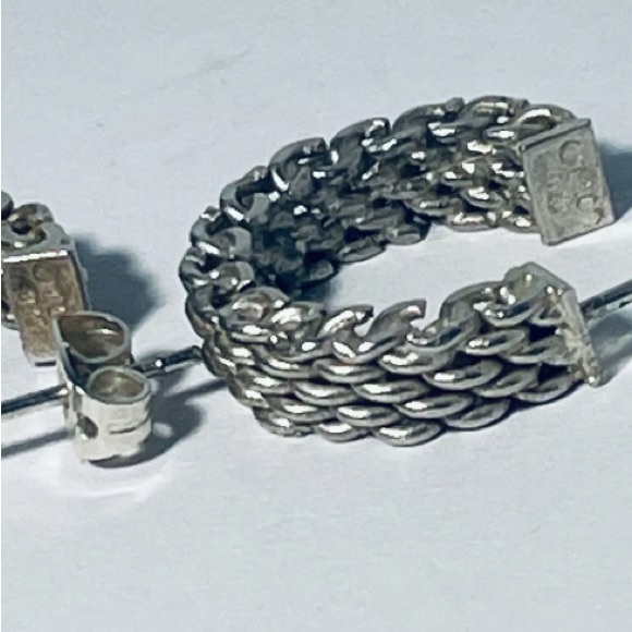 Authentic Tiffany & Co. Somerset Mesh Hoop Earrings 925 Sterling Silver - Picture 6 of 11